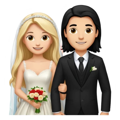 Happy Wedding couple blonde bride long hair and long black hair Chinese groom


 sticker