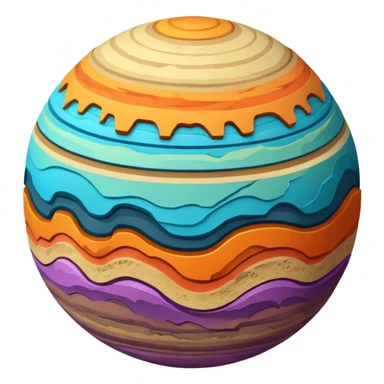 Planet separated into layers sticker