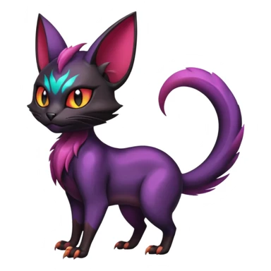 Black dark spooky badass cool shiny glossy smooth soft edgy Noivern-Noibat-Purloin-Torracat-Lykoi-Caracal-cat-Fakemon-fusion-hybrid-creature sticker