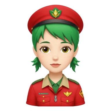 green haired scout girl with red uniform sticker