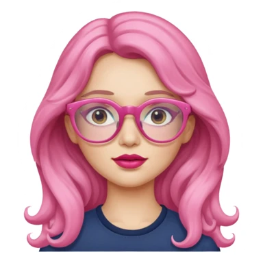 Alta , cabelo grande ondulado , óculos rosa , labios rosados , pele clara sticker