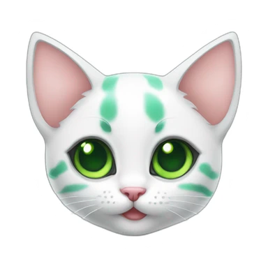 Super cute kitten with green anime eyes holding hearts sticker
