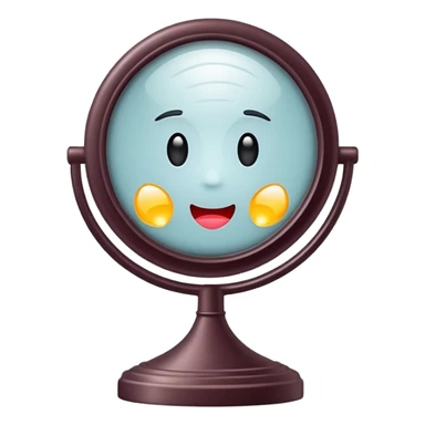 Minimalist emoji-style sticker of a vanity mirror with dim bulbs and cracked glass, words “Am I real yet?” smeared in dusty lipstick tone


 sticker