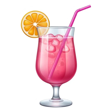 Refreshing pink fruity drink with straw in a glass sticker