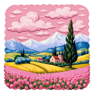 van gogh pink SPAM  meat flowers landscape sticker