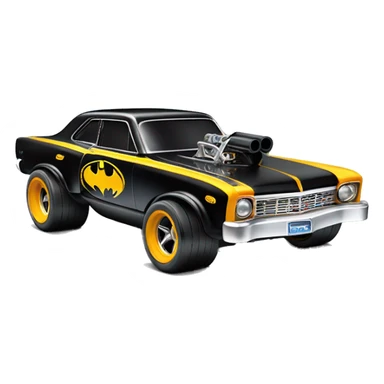 Hot wheels 69 Nova Batman’s favorite, shaped like a top fuel Dragster with exposed suspension  sticker
