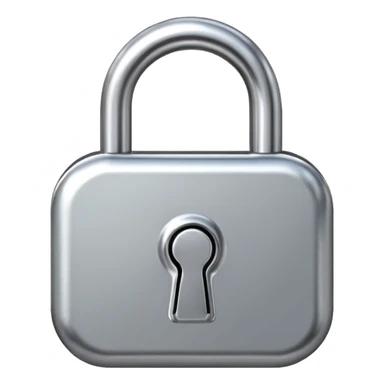 Chrome silver lock emoji, iOS emoji style, smooth metallic surface, rounded edges, reflective highlights, minimalistic sticker