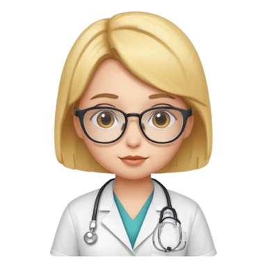 chick animal with glasses, wearing doctor uniform sticker