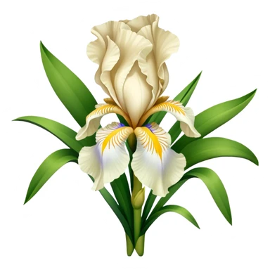 big bouquet Cream Iris, luxuriant, leaf, bud sticker