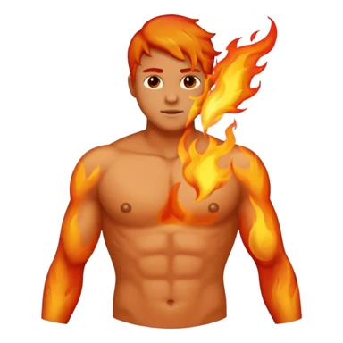 Male breast area with left nipple on fire; subtle flame sticker