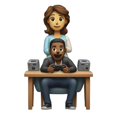A man and woman playing a video game sticker