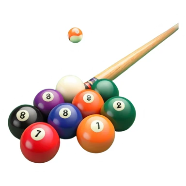A close-up of a pool cue aimed at a set of colorful billiard balls resting on a green felt table. The focus is on the cue stick and the arrangement of balls, with subtle details of the game’s texture and atmosphere, emphasizing the precision and skill of billiards. sticker