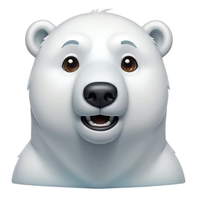 Cinematic Comical Polar Bear Portrait Emoji, Head tilted dramatically with an exaggeratedly shocked expression, featuring a robust, snowy build with wide, comically expressive eyes full of humorous disbelief, Simplified yet hilariously expressive features, highly detailed, glowing with a slightly sassy polar glow, high shine, dramatic yet playful, stylized with an air of quirky arctic attitude, soft glowing outline, capturing the essence of a meme-worthy polar bear that appears ready to side-eye its way into viral fame! sticker
