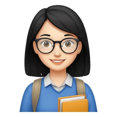 a female college student, and black hair, no back pack sticker