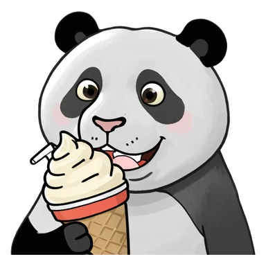 Panda eating ice cream sticker