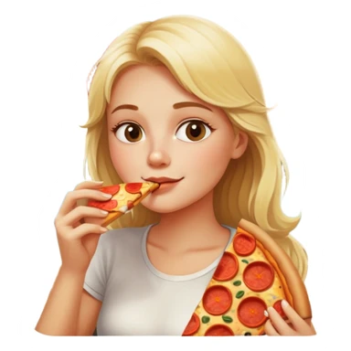 Blond girl eating slice of pizza and drinking beer in sun sticker