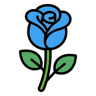 blue rose icon with color outline sticker