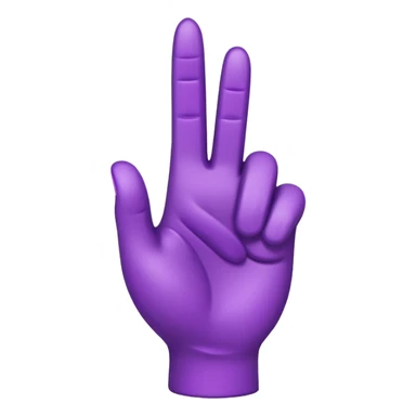 A 3D emoji-style hand pointing up with one finger (☝️), colored entirely in vibrant purple. Smooth, glossy texture, simple shading, no background. sticker