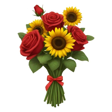 Bouquet of red roses and sunflowers  sticker