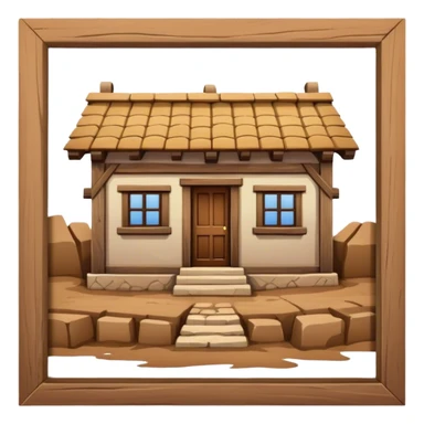 ￼ a old looking house made out of wooden beams and mud bricks sticker