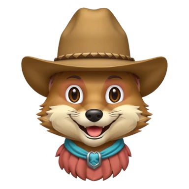 Coyote wearing a cowboy hat sticker
