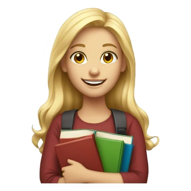 smiling blonde girl portrait holding books sticker