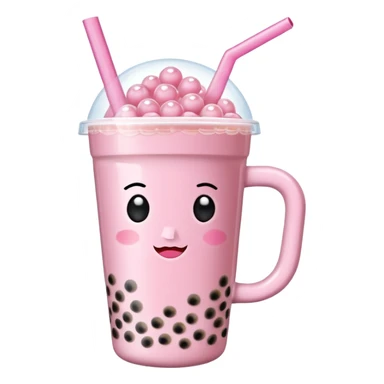 Pink mug with bubble tea sticker