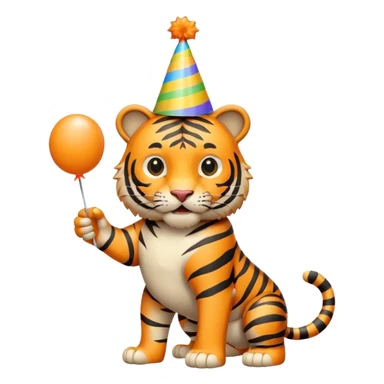 Party Tiger with a party hat and a party popper full body sticker