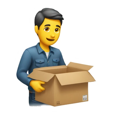 a man packing an item to a box sticker