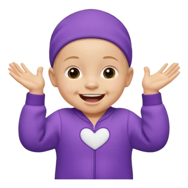 A baby wearing a purple onesie, laughing joyfully. hands down sticker