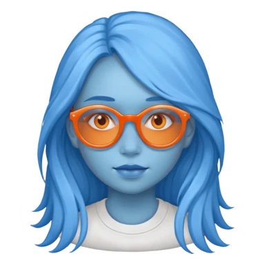 blue skinned orange glassed long haired girl sticker