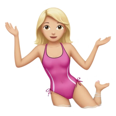 Woman with blonde hair wearing a pink bathing suit. A woman with dark hair wearing a pink bathing suit. Both woman swimming in the ocean sticker