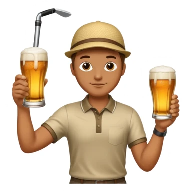 Golfer swinging his club at a glass of beer sticker