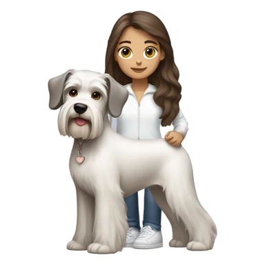 Brown hair girl with white schnauzer dog sticker