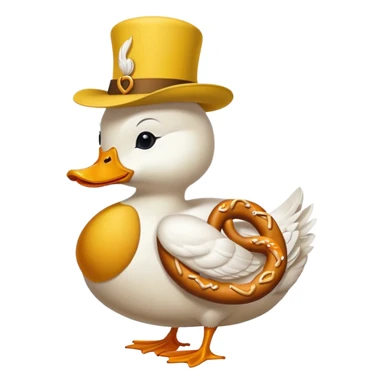 duck wearing a pretzel as a hat sticker