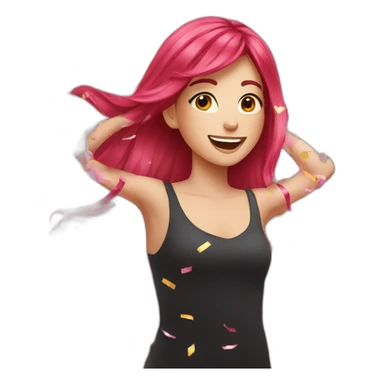 girl-long-straight-rosered-hair-throwing-confetti sticker