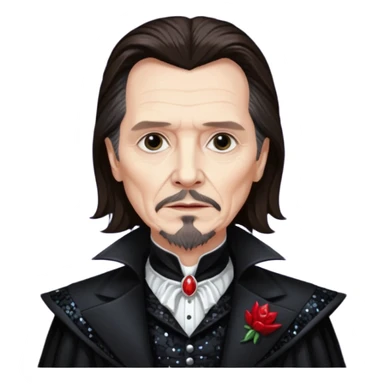 Gary Oldman as Dracula with long dark brown hair, black sequin outfit, without glasses sticker