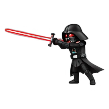 dark vador qui tien un sabre laser rouge en position de combat sticker