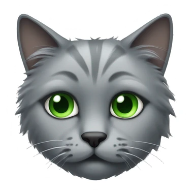 Fluffy gray cat with green eyes sticker