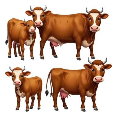 Famille Vache, taureau et leurs veau  sticker