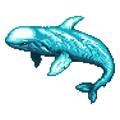Magic whale, pixel art style, teal and turquoise colors sticker