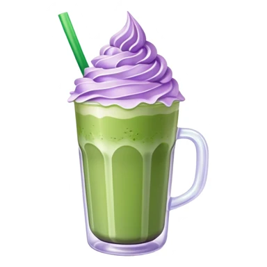 Iced matcha latte with purple whipped cream  sticker