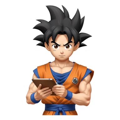 Goku in Ultra Instinct mode writing notes sticker