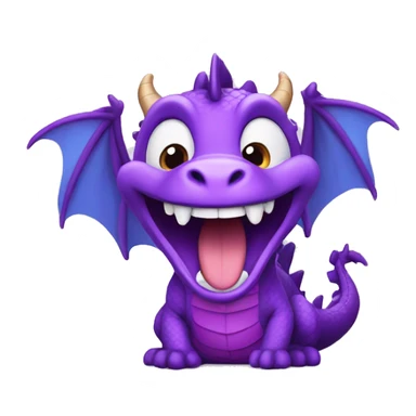 cute purple dragon laughing and  wearing purple clothes sticker