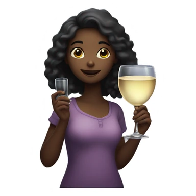 Girl under starry moonlight with wineglass in hand sticker