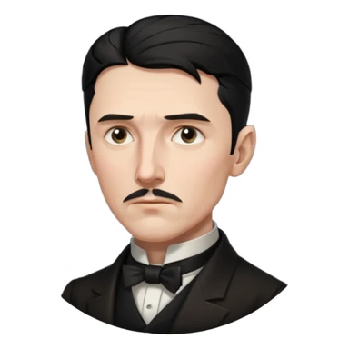 Nikolai Tesla,pensive, half body, blakc hair sticker