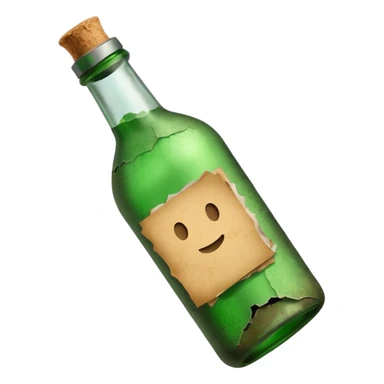 Message letter paper in green Bottle sticker