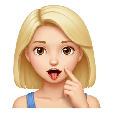 Une une fille qui drague en se mordant le doigt avec le regard sur le coté sticker