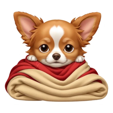 Long haired chihuahua, beige/redhaired, head without white markings, with white chest and white socks, head without white, sleeping cutely under blanket sticker
