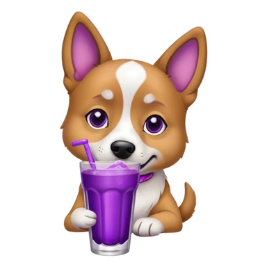 Dog with purple drink sticker